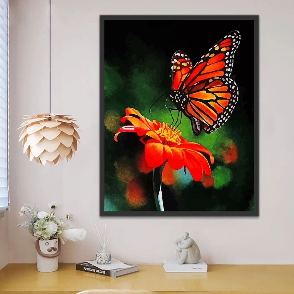 Red Flower and Butterfly Paint by Numbers