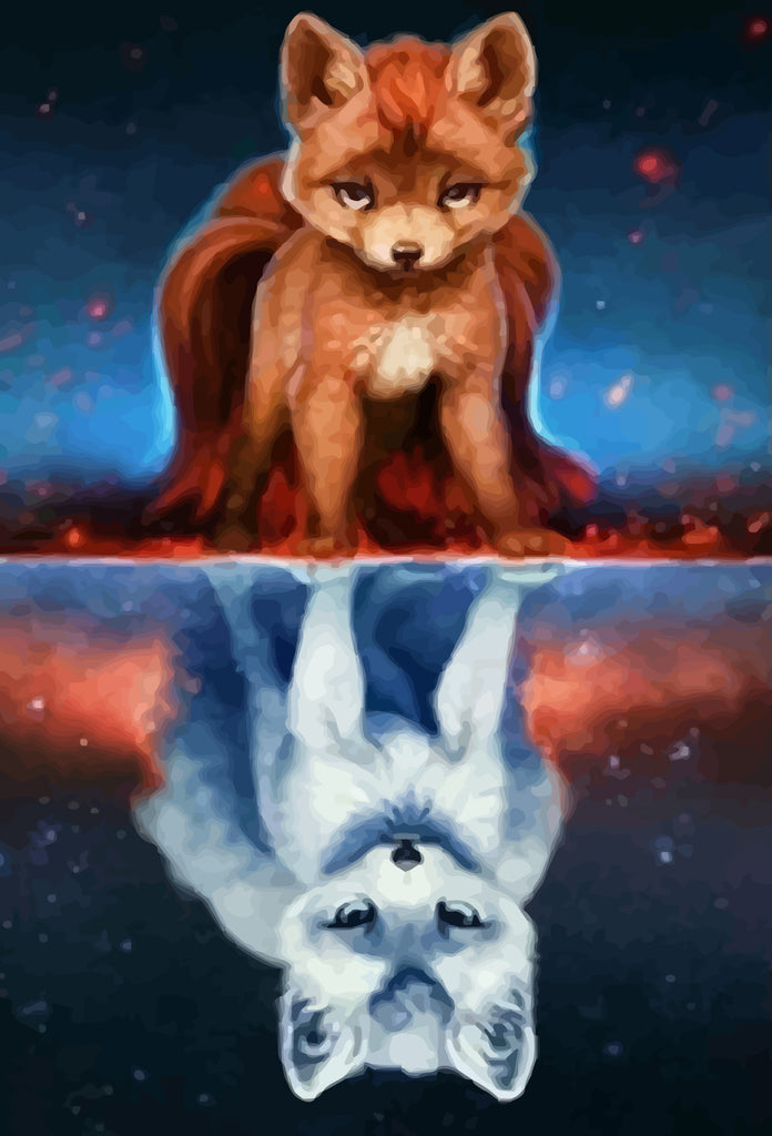 Red Fox and White Fox Paint by Numbers