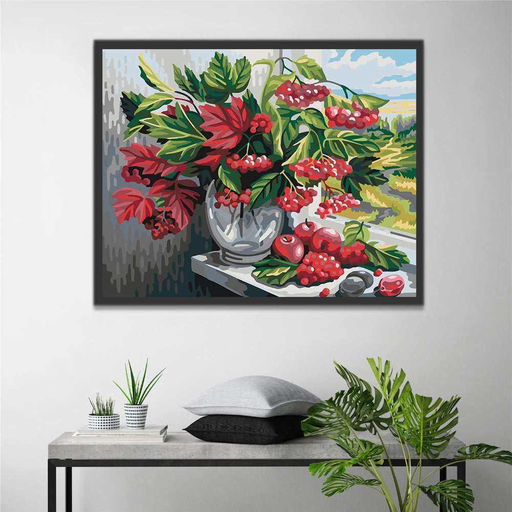 Red Fruits and Flowers Paint by Numbers