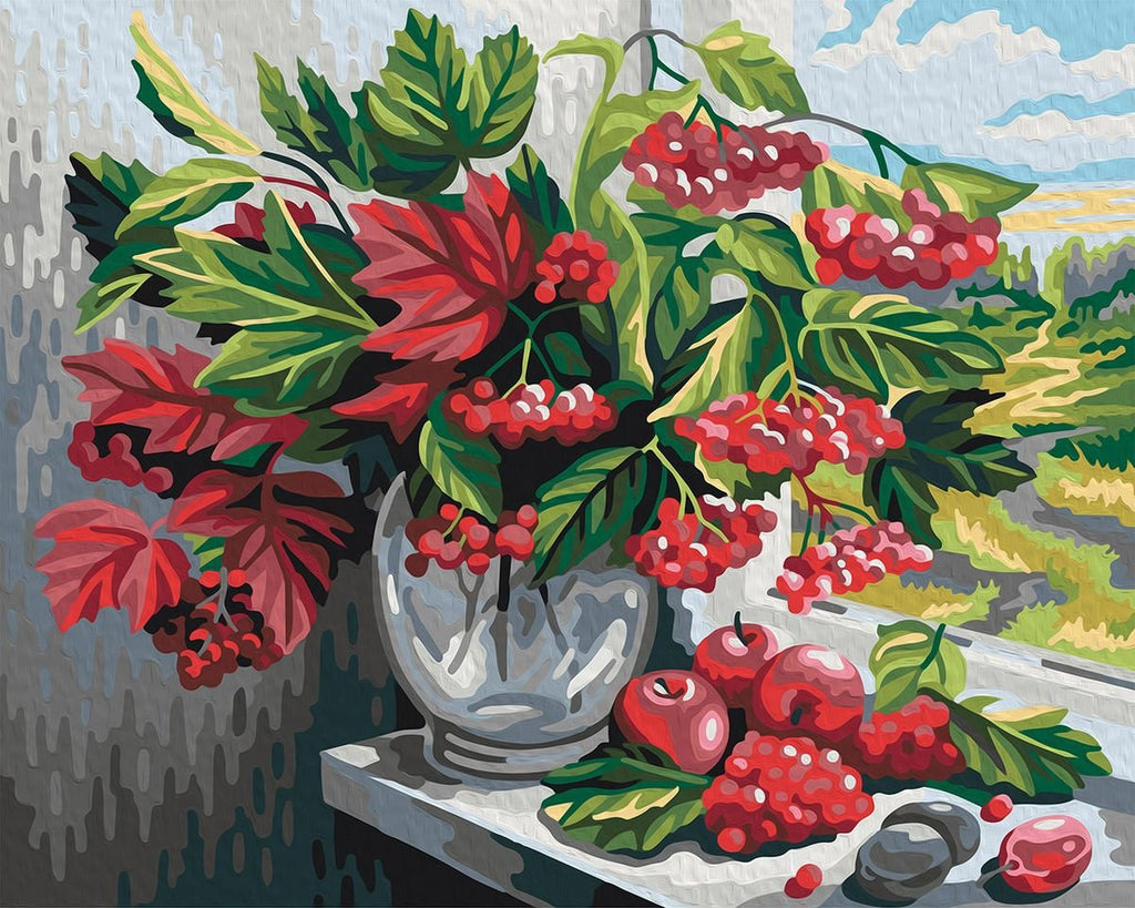 Red Fruits and Flowers Paint by Numbers