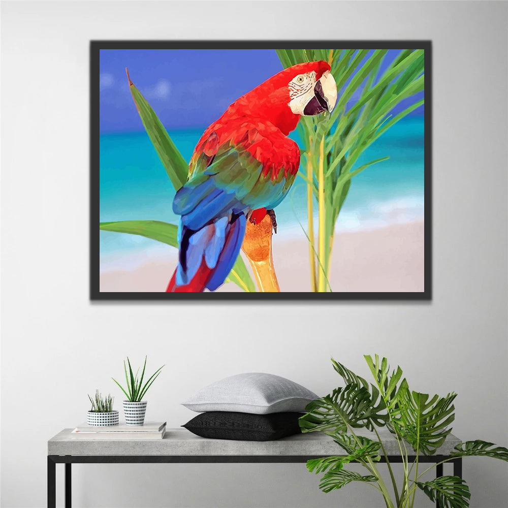 Red Parrot Paint by Numbers