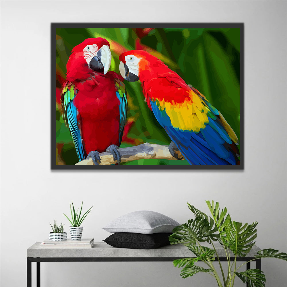 Red Parrots Paint by Numbers