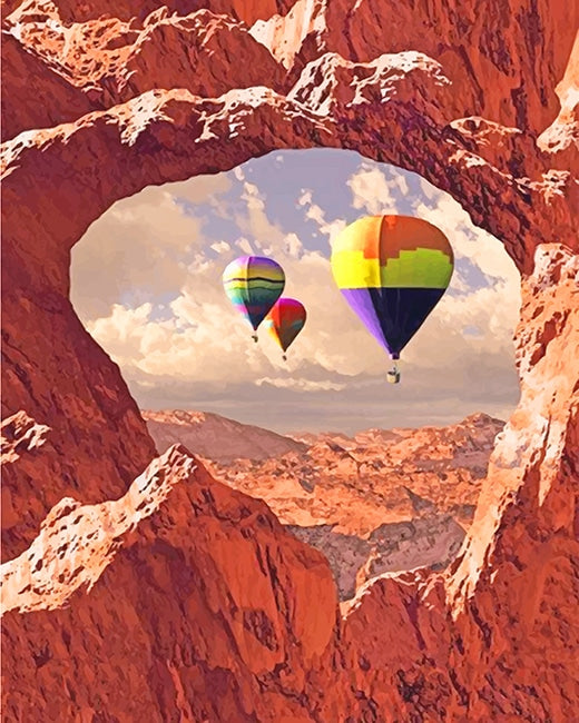 Red Rocks and Hot Air Balloons Paint by Numbers