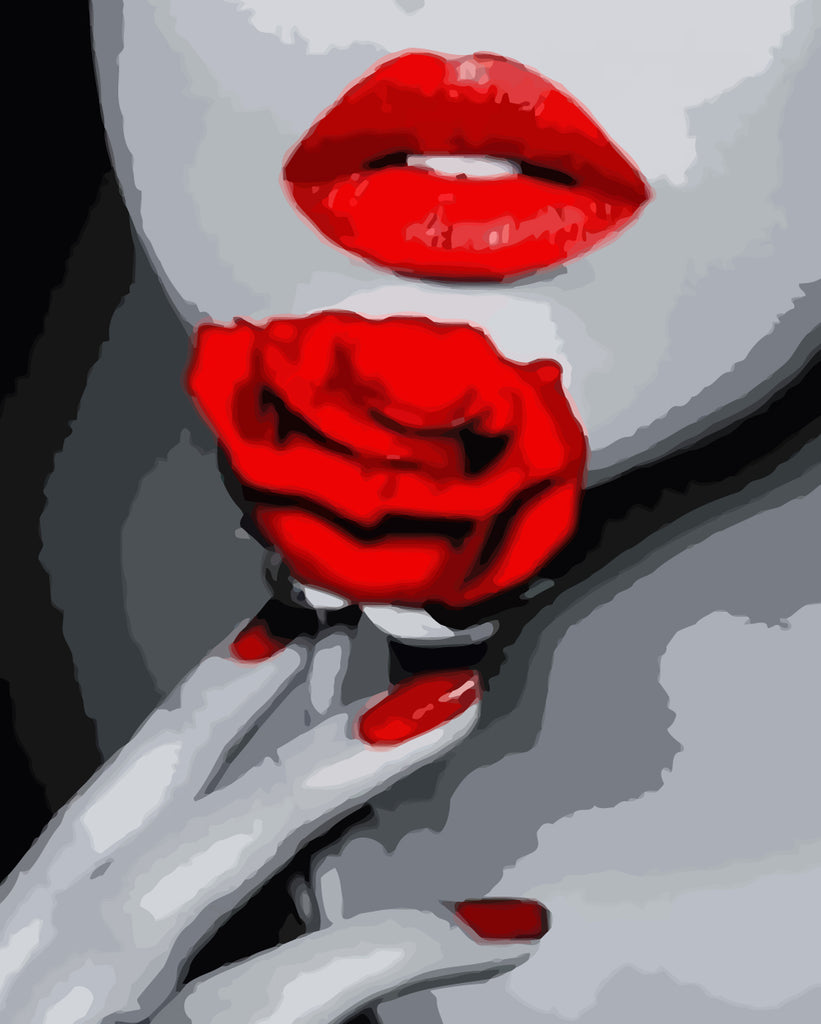 Red Rose and Beauty Paint by Numbers