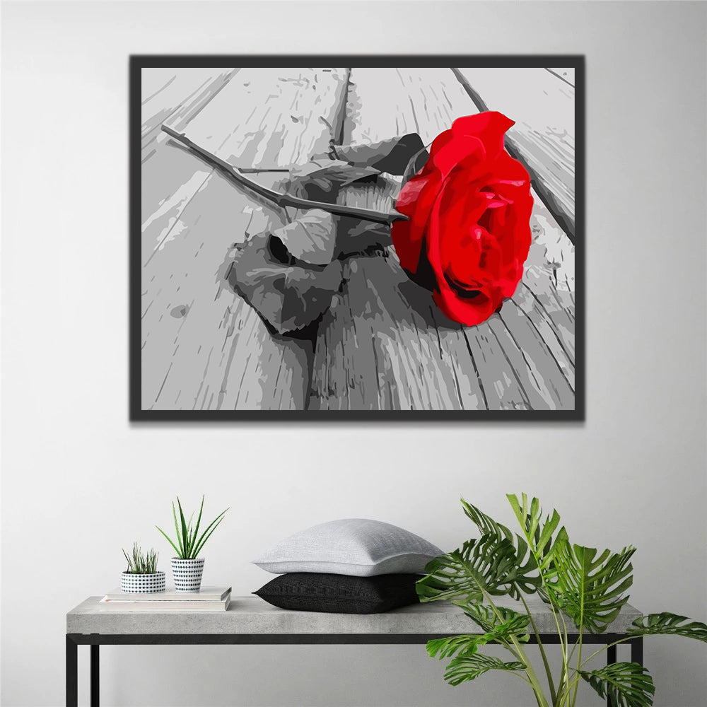 Red Rose on the Ground Paint by Numbers