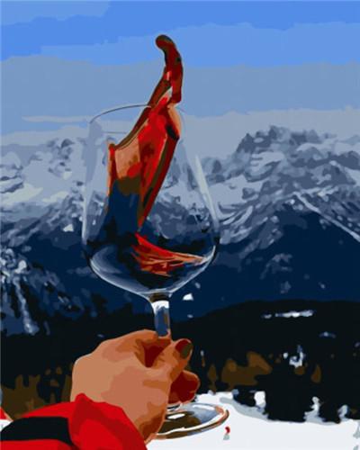 Red Wine in a Glass Paint by Numbers