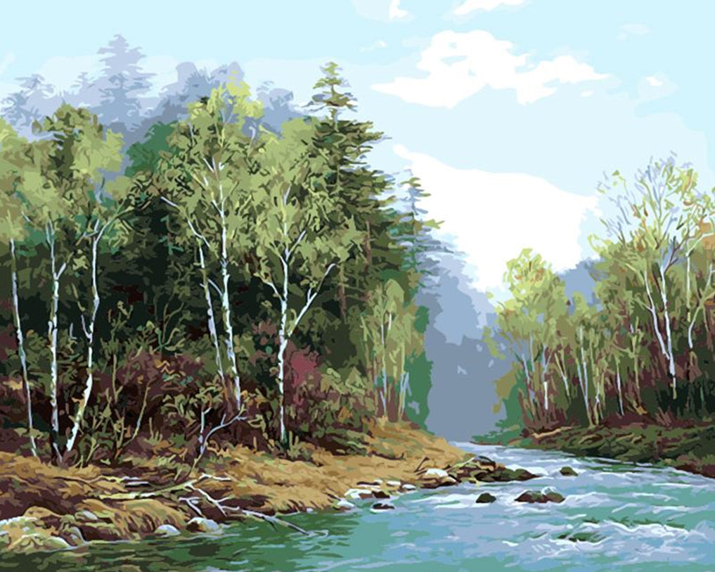 River Surrounded by Trees Paint by Numbers