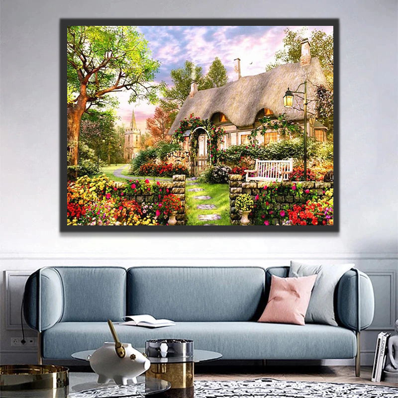 Roses and Cottage Paint by Numbers
