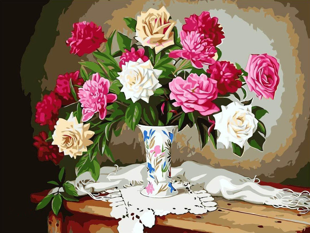 Roses in Vase Paint by Numbers