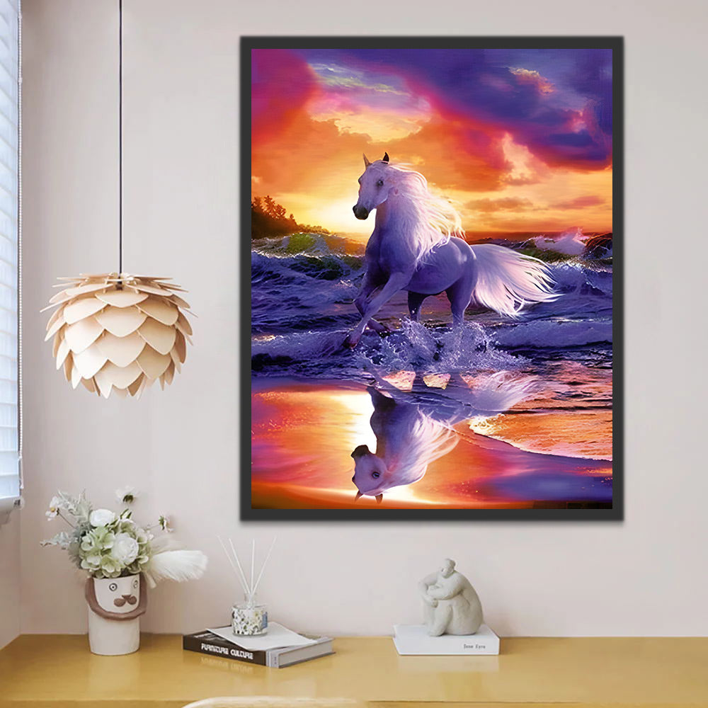 Running Horse at Sunset Paint by Numbers