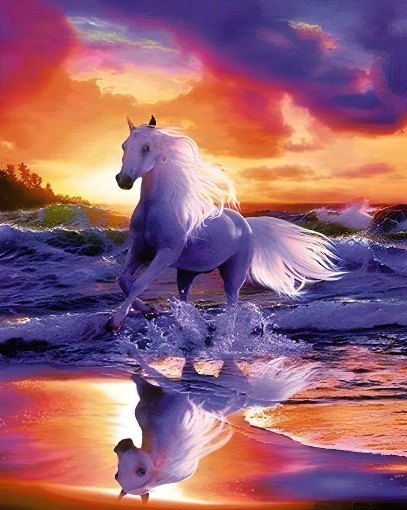 Running Horse at Sunset Paint by Numbers