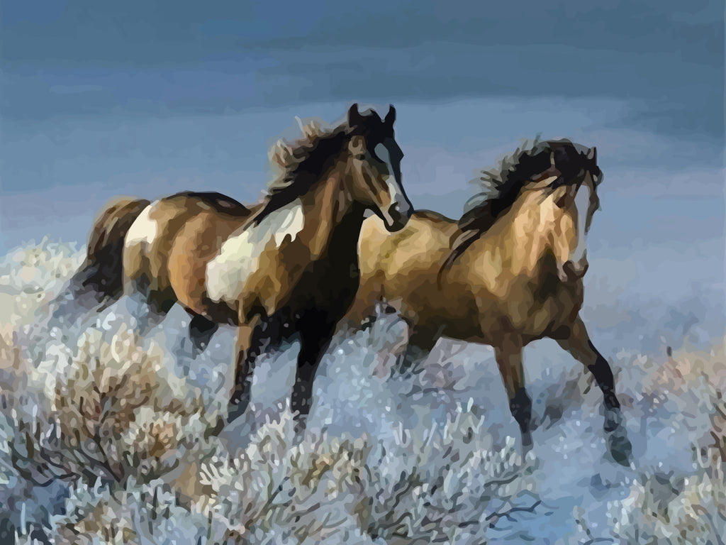 Running Horses in Spring Paint by Numbers