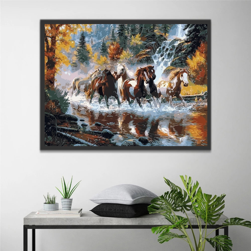 Running Horses Paint by Numbers