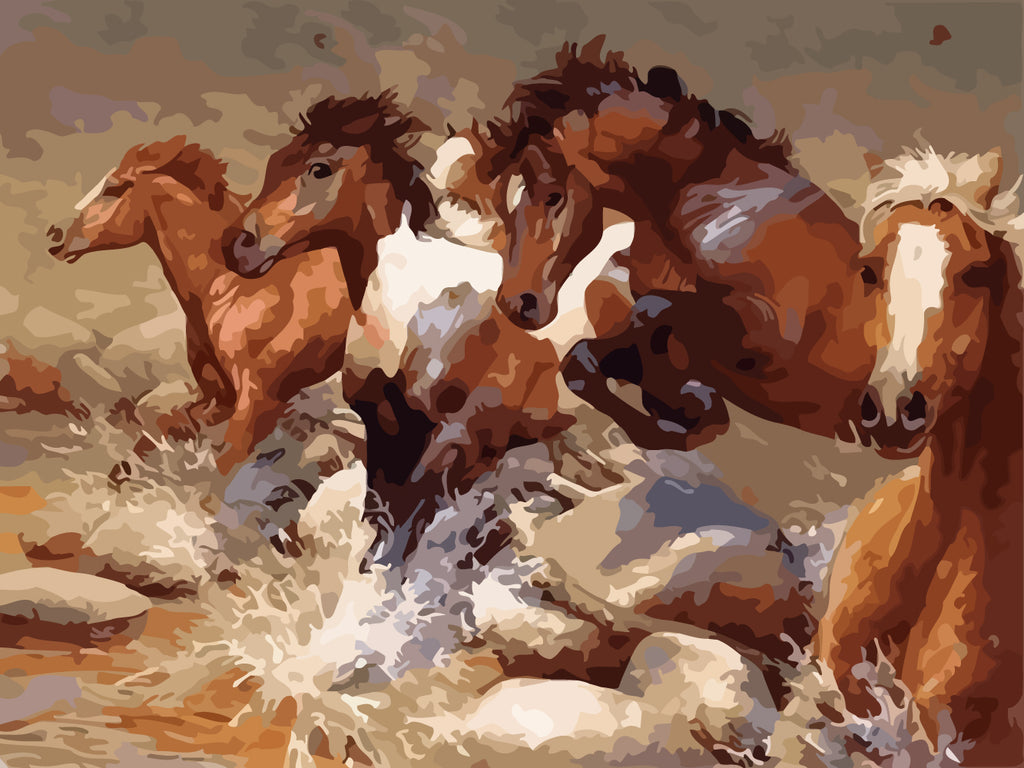 Running Horses Paint by Numbers