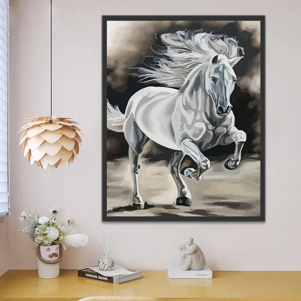 Running White Horse Paint by Numbers