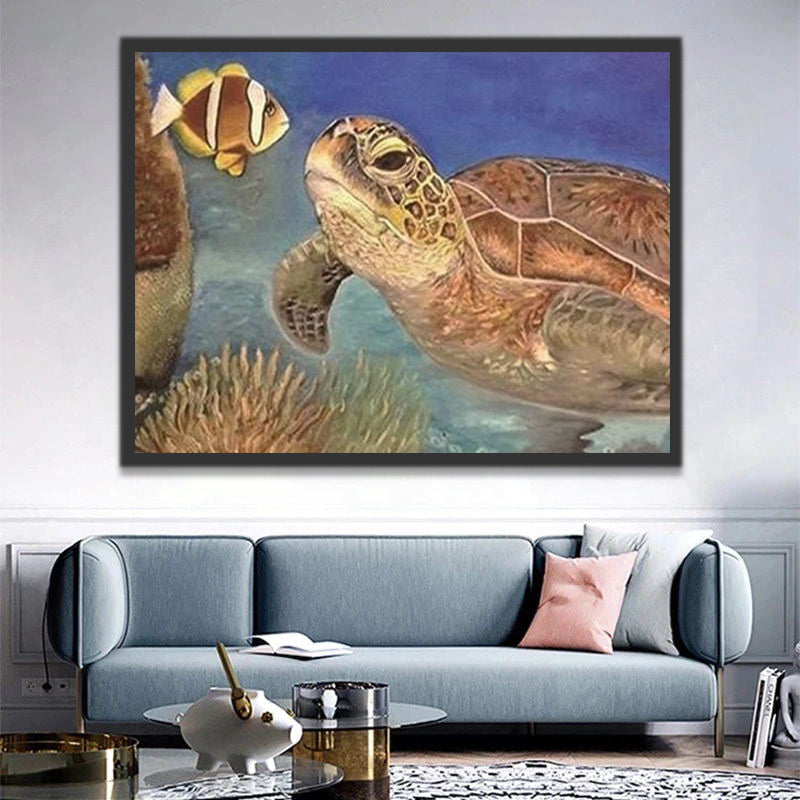 Sea Turtle and Fish Paint by Numbers