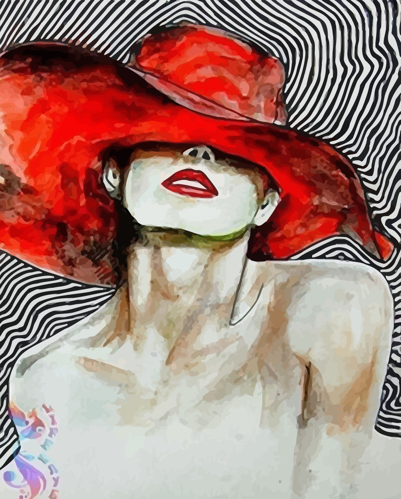 Sexy Woman with a Red Hat Paint by Numbers