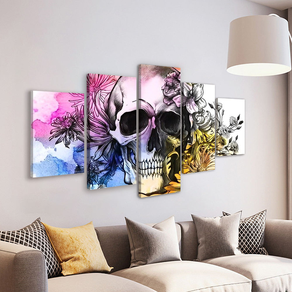 Skull Watercolor Flowers 5 Pack Paint By Numbers