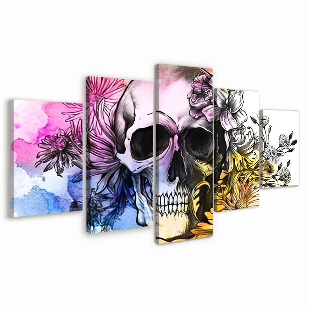 Skull Watercolor Flowers 5 Pack Paint By Numbers