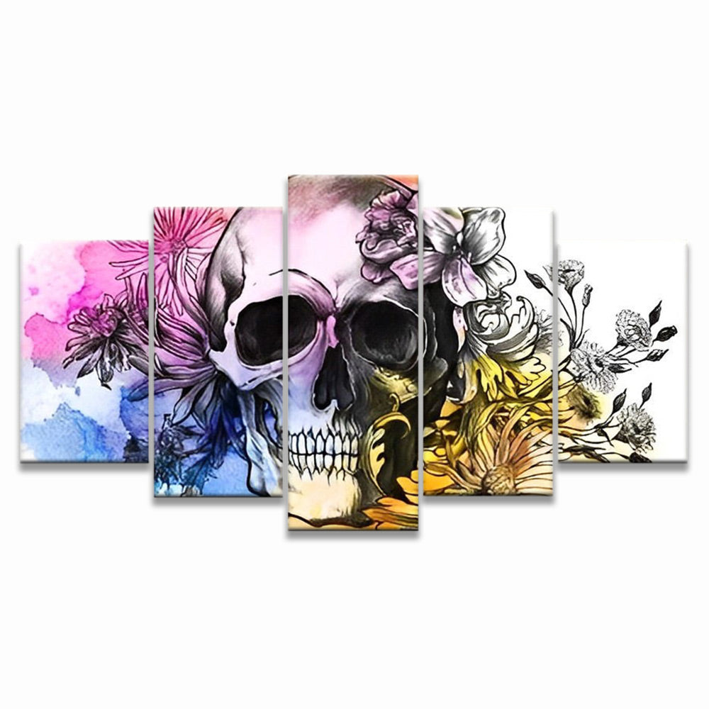 Skull Watercolor Flowers 5 Pack Paint By Numbers