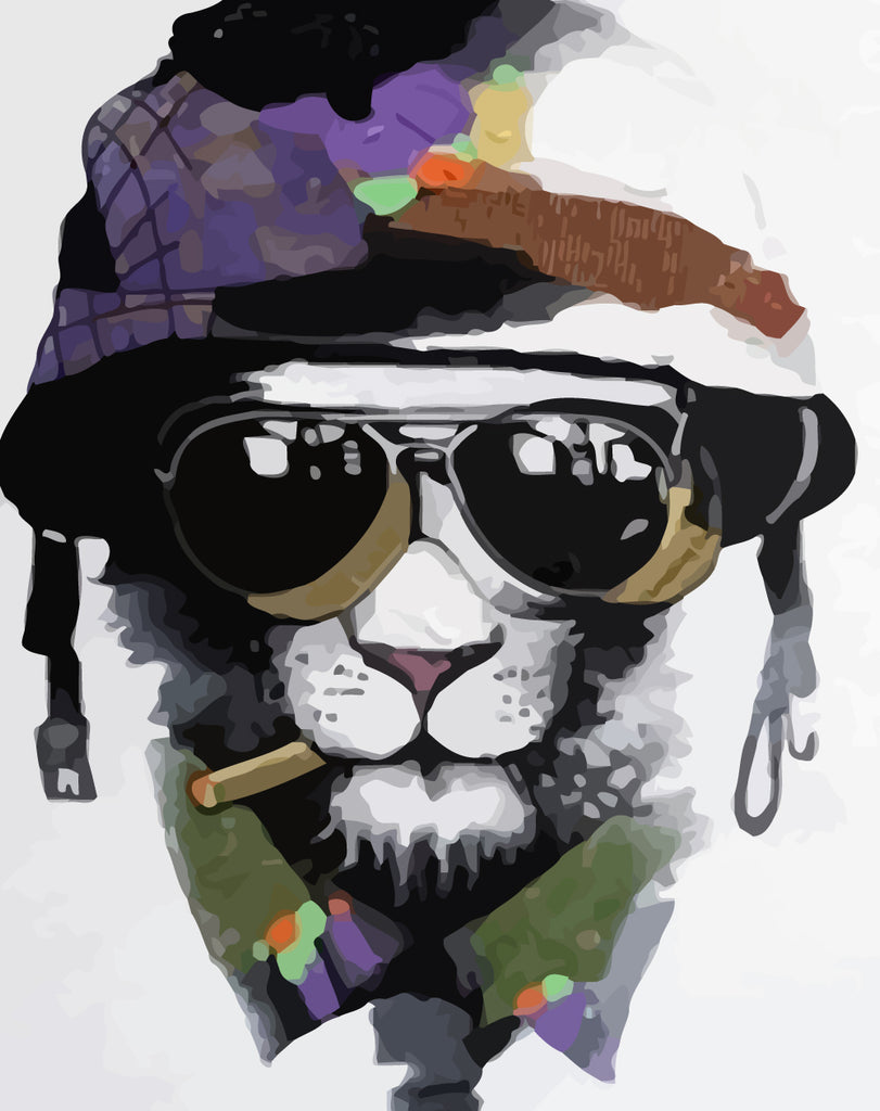 Smoking Cool Cat Paint by Numbers