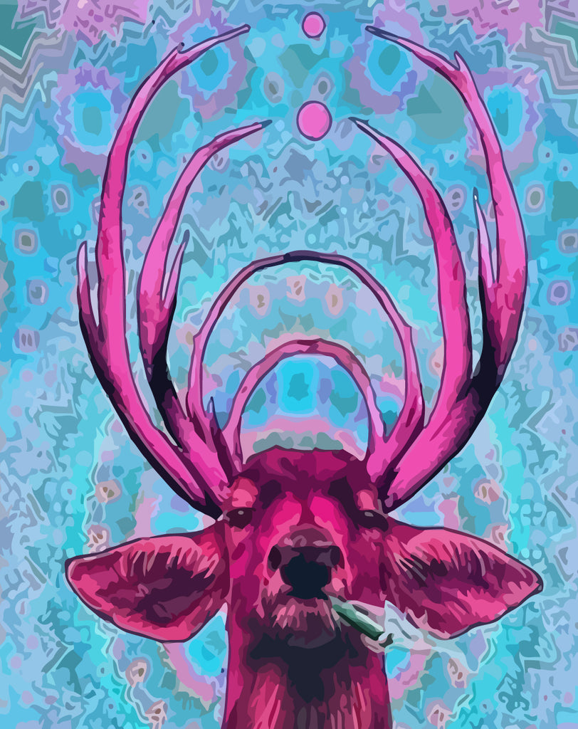 Smoking Pink Deer Paint by Numbers