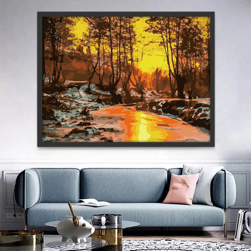 Snow Forest at Sunset Paint by Numbers