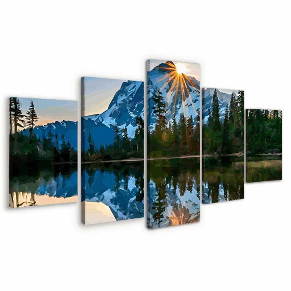 Snowy Mountain in the Sunshine 5 Pack Paint By Numbers