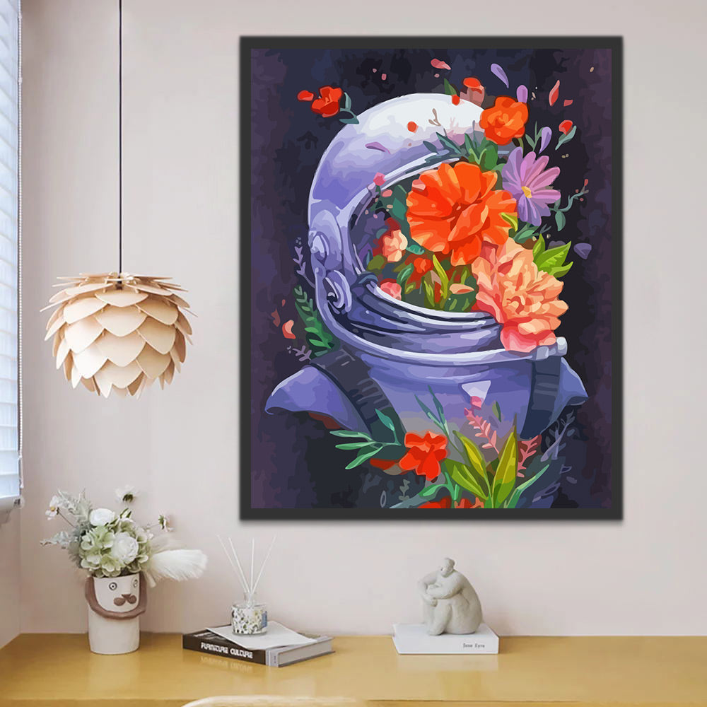 Space Astronaut Flowers Paint by Numbers