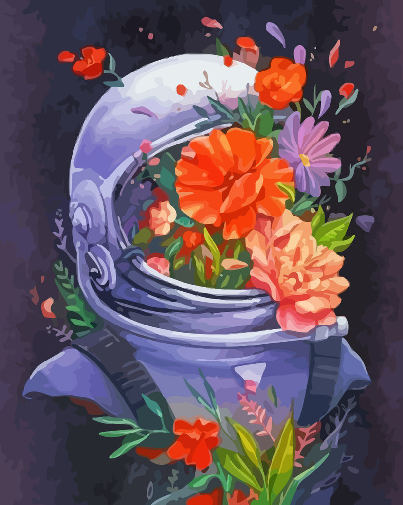 Space Astronaut Flowers Paint by Numbers