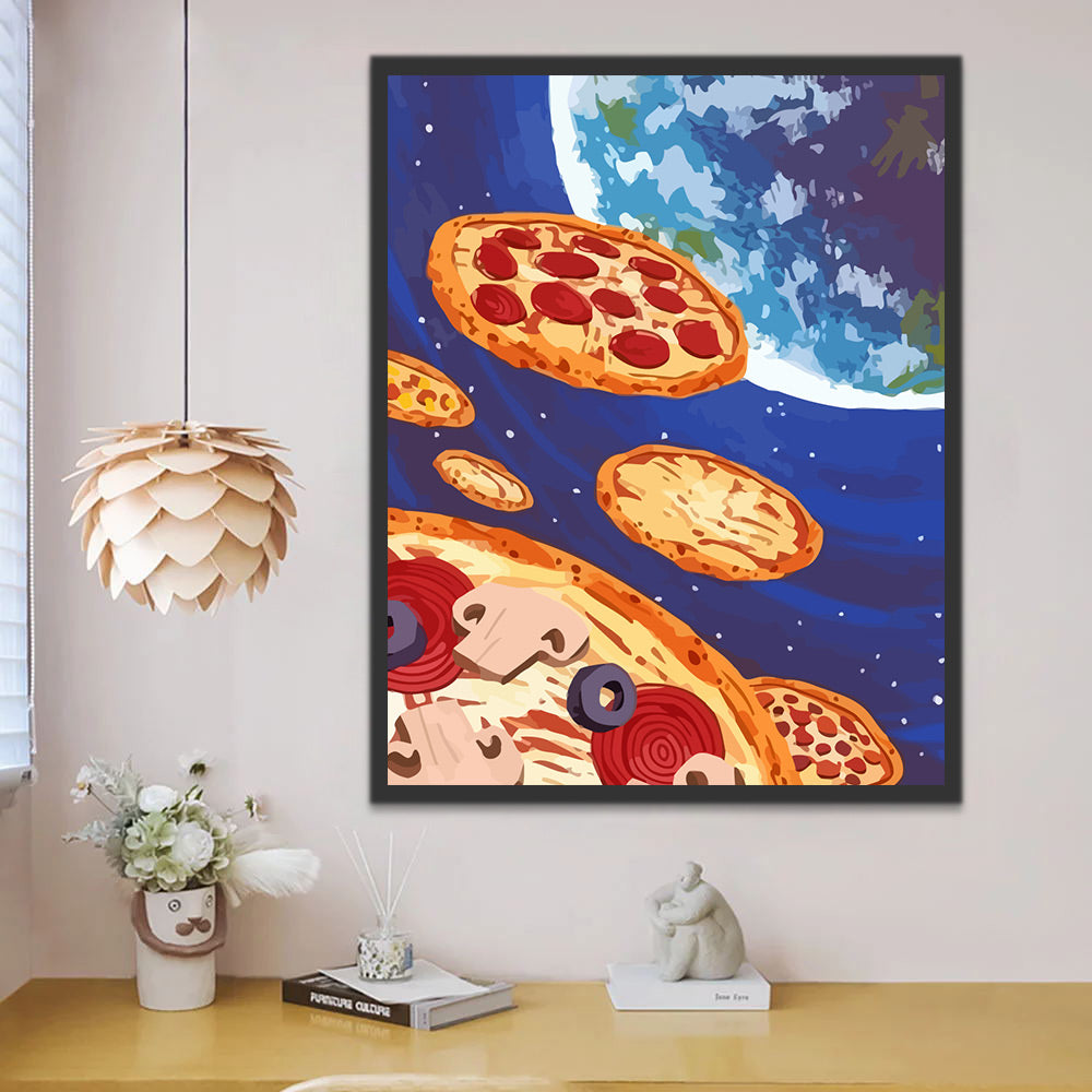 Space Earth Pizza Paint by Numbers