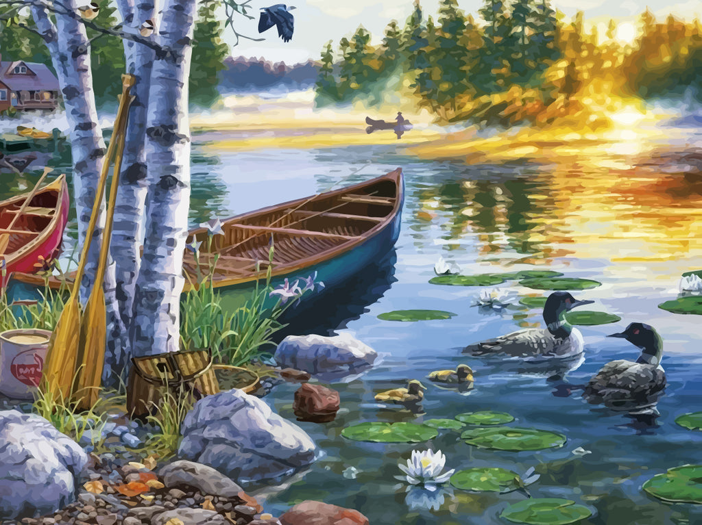 Spring Lake and Ducks Paint by Numbers