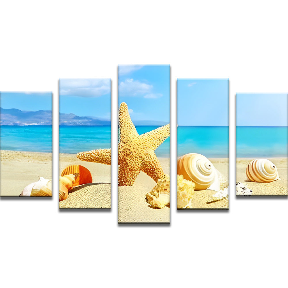 Starfish and Shells on the Beach 5 Pack Paint By Numbers