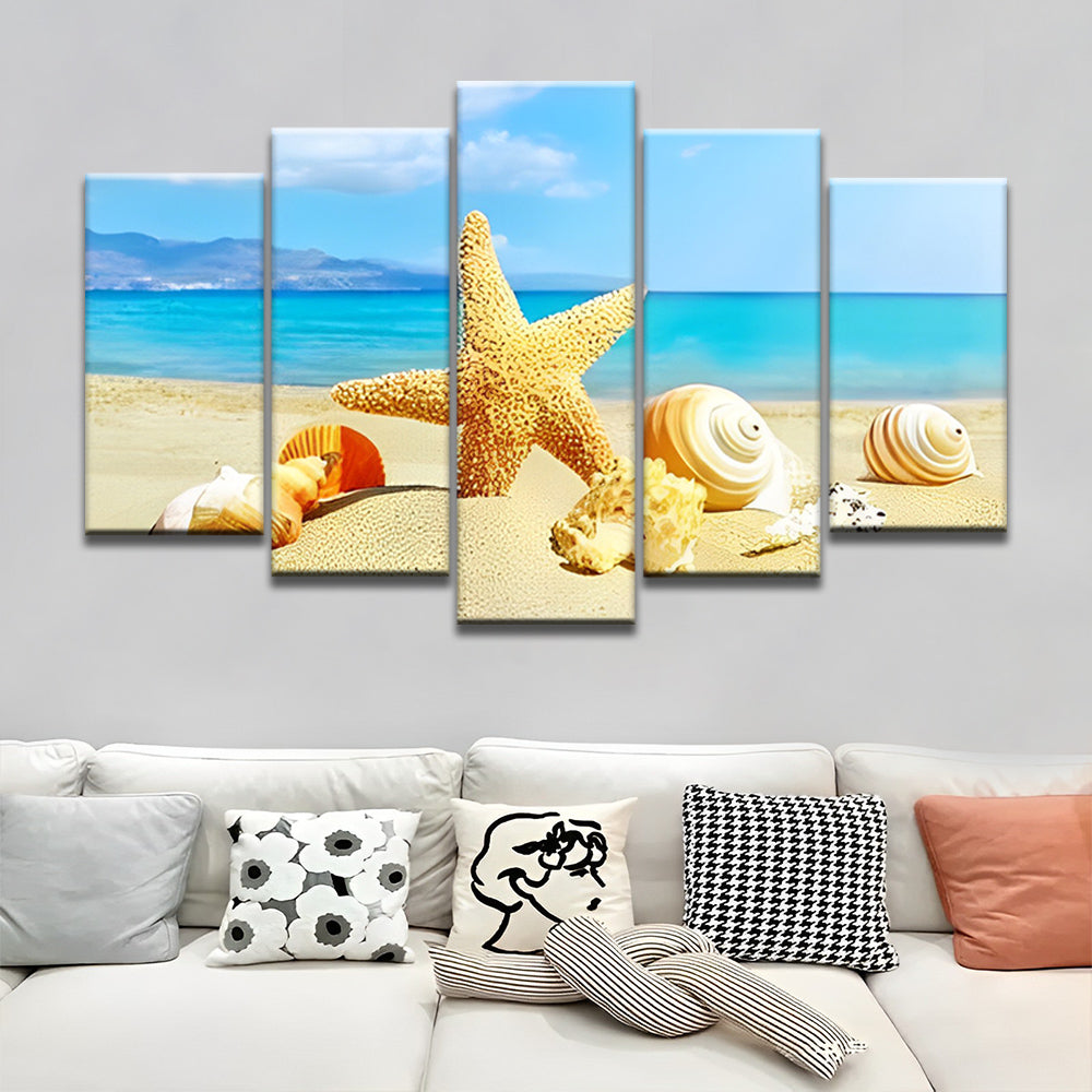 Starfish and Shells on the Beach 5 Pack Paint By Numbers