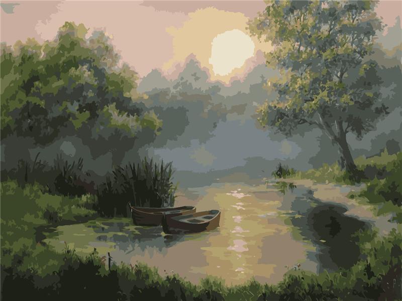 Summer Sunset and River Paint by Numbers