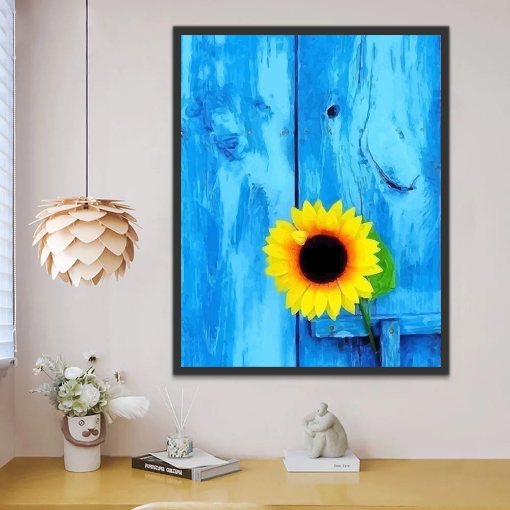 Sunflower and Blue Door Paint by Numbers