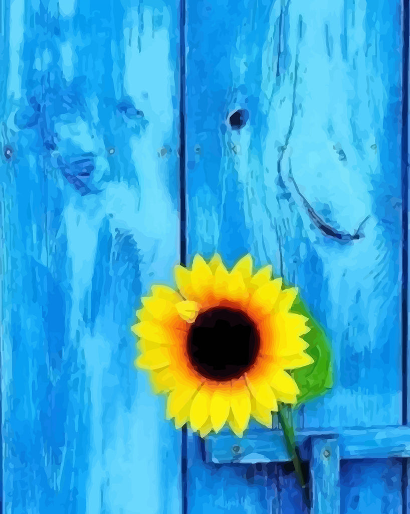 Sunflower and Blue Door Paint by Numbers