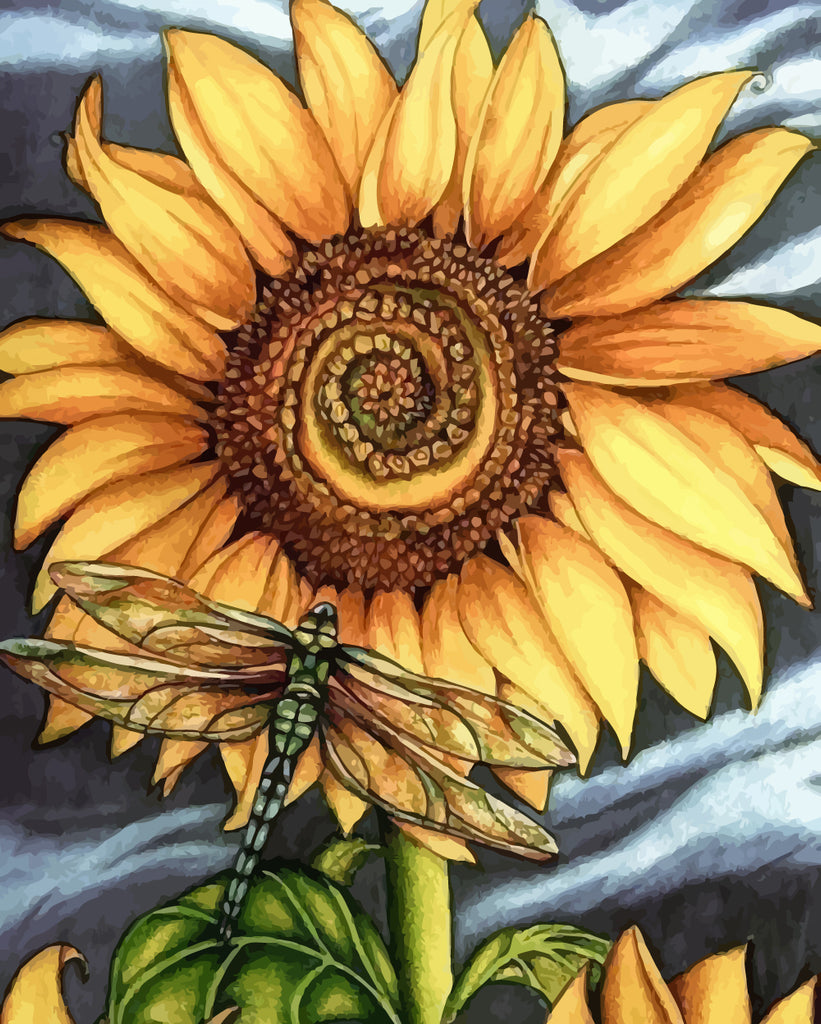 Sunflower and Dragonfly Paint by Numbers