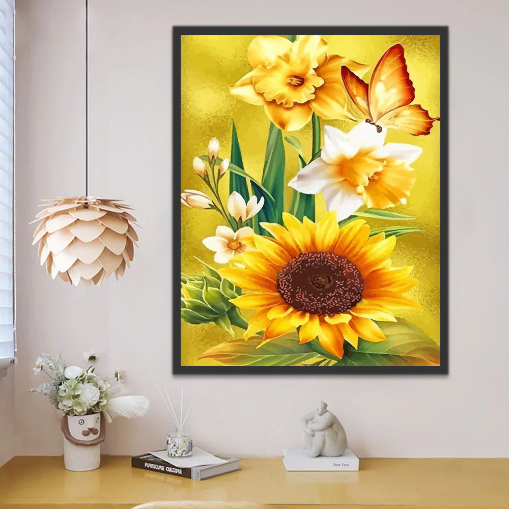 Sunflower Butterfly Paint by Numbers