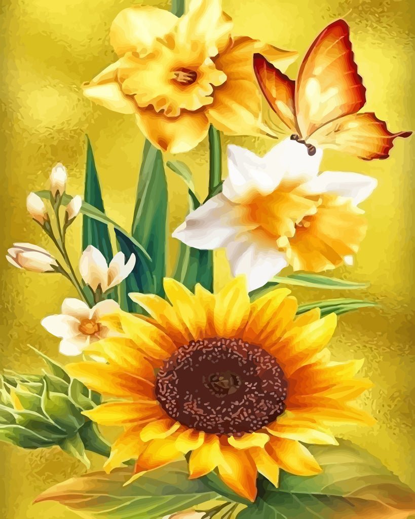 Sunflower Butterfly Paint by Numbers