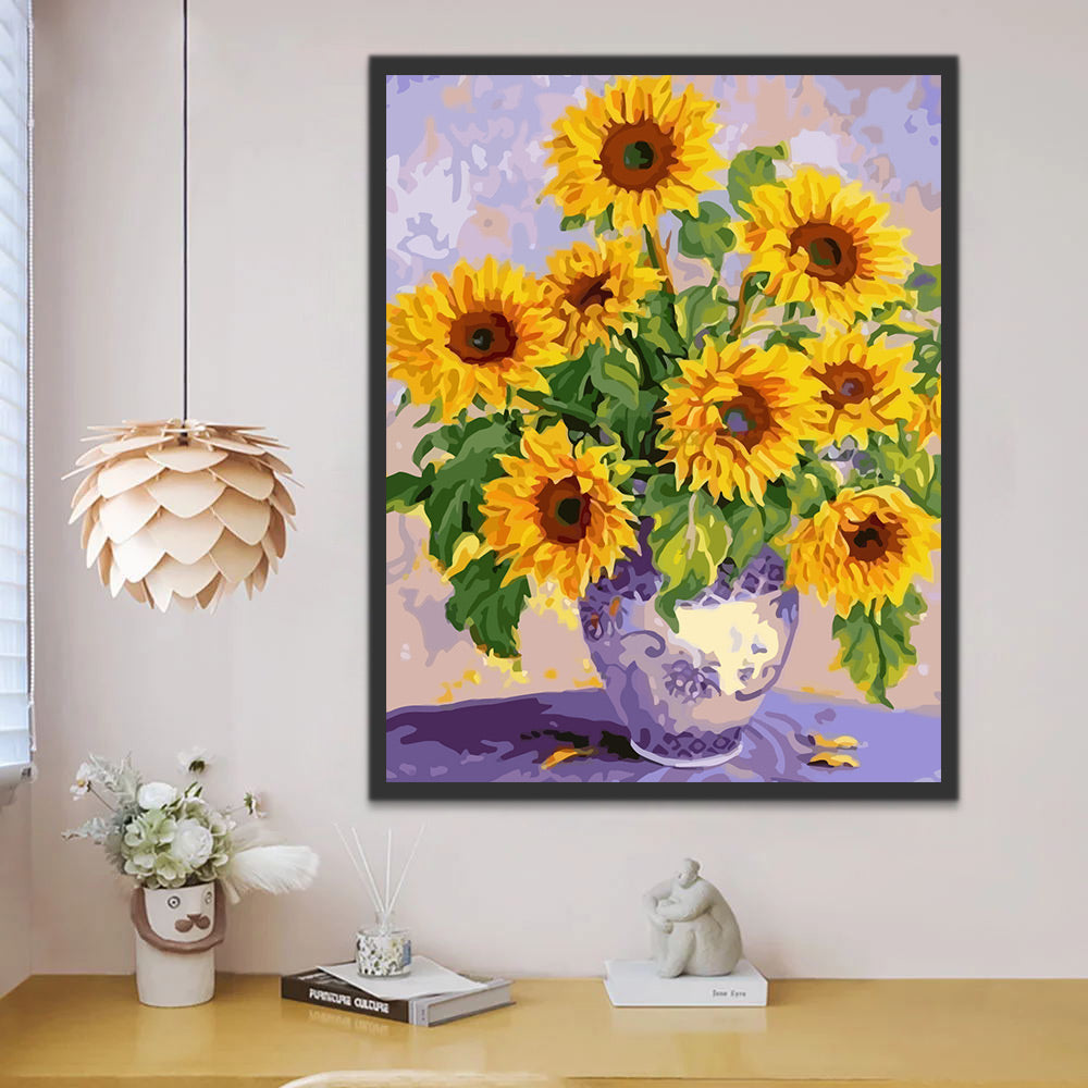 Sunflowers in Ceramic Vase Paint by Numbers