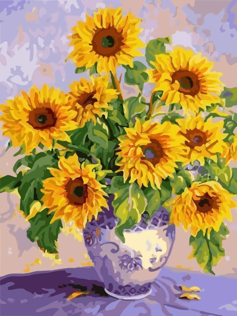 Sunflowers in Ceramic Vase Paint by Numbers