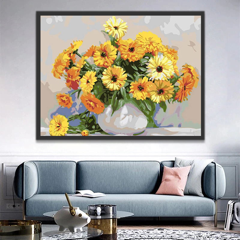 Sunflowers in Vase Paint by Numbers