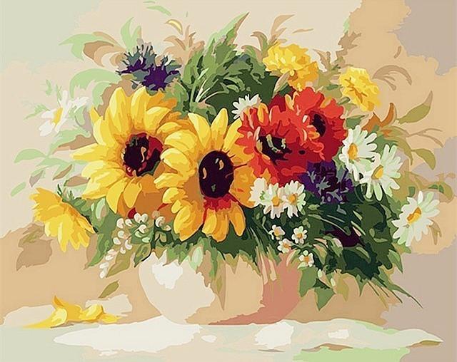 Sunflowers in Vase Paint by Numbers