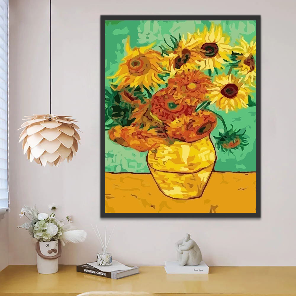 Sunflowers in Yellow Vase Paint by Numbers