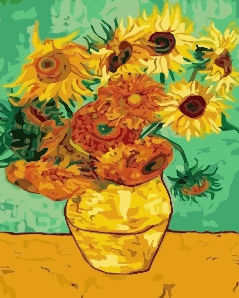 Sunflowers in Yellow Vase Paint by Numbers