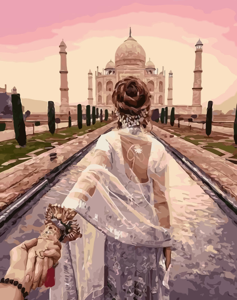 Taj Mahal and Woman Paint by Numbers