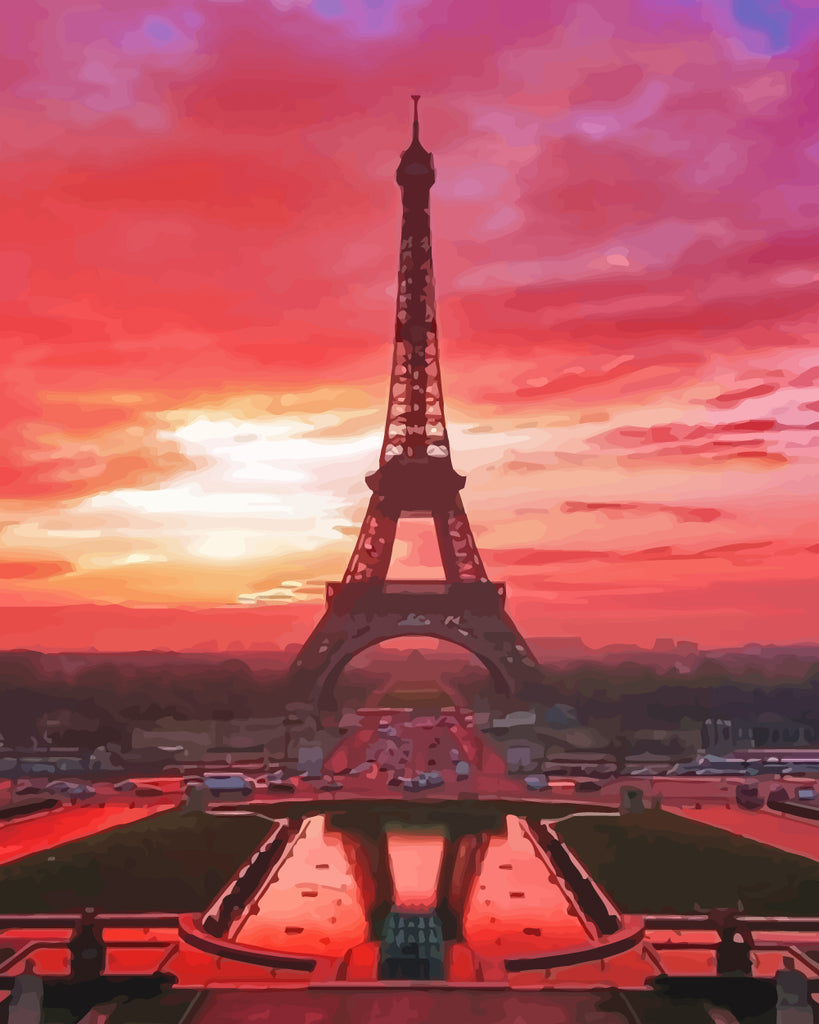 The Eiffel Tower and Sunset Paint by Numbers