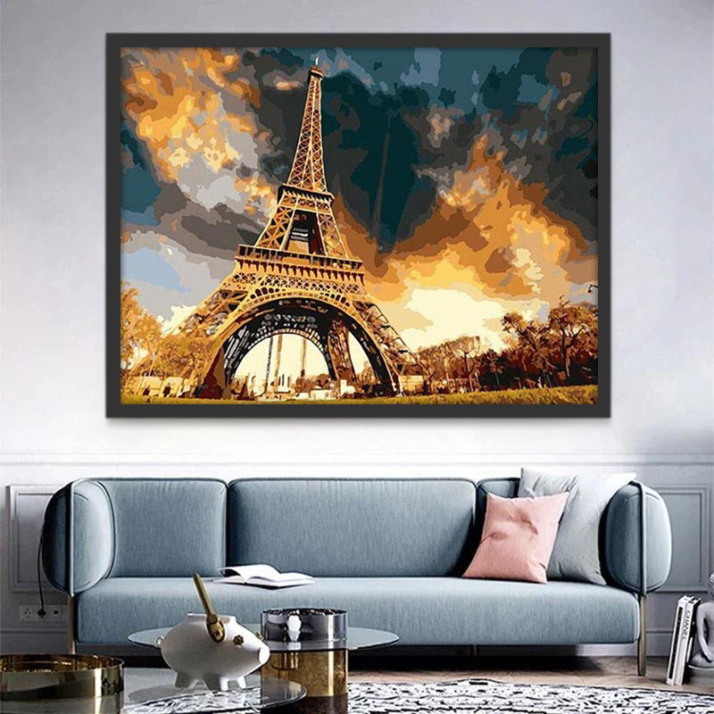 The Eiffel Tower under Dark Cloud Paint by Numbers