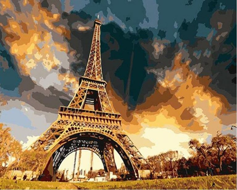 The Eiffel Tower under Dark Cloud Paint by Numbers